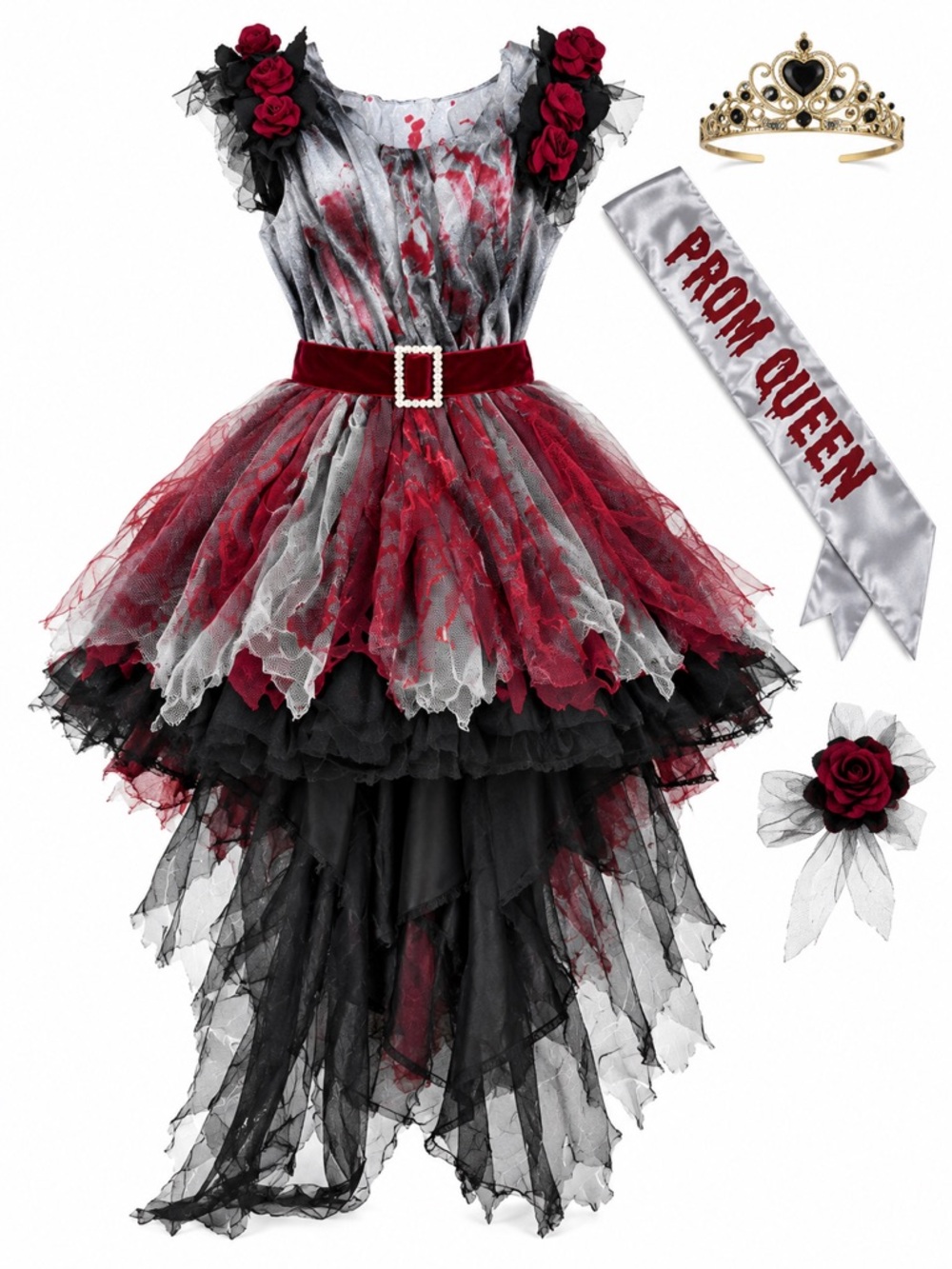 New - Spooktacular Creations Prom Queen Zombie Halloween Costume | Size XL 12/14